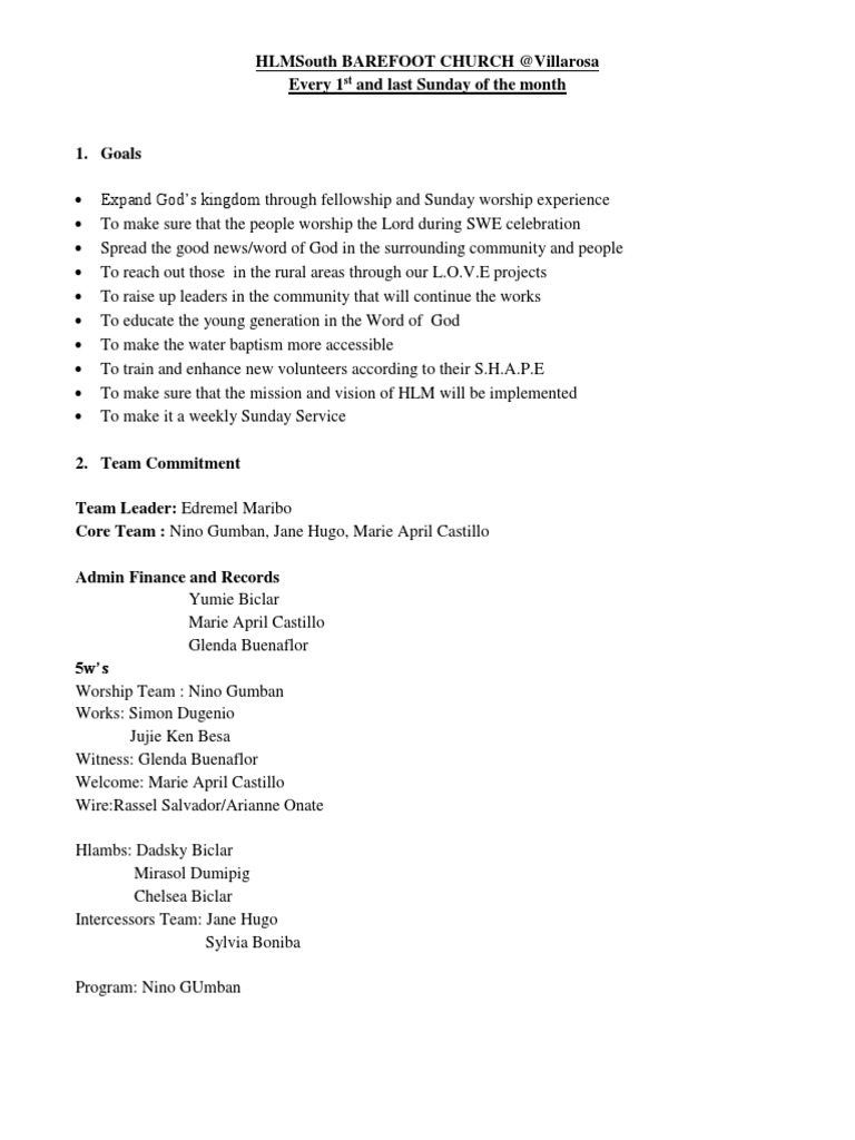 Hlmsouth Barefoot Church Progress Report | PDF | Religious Behaviour ...
