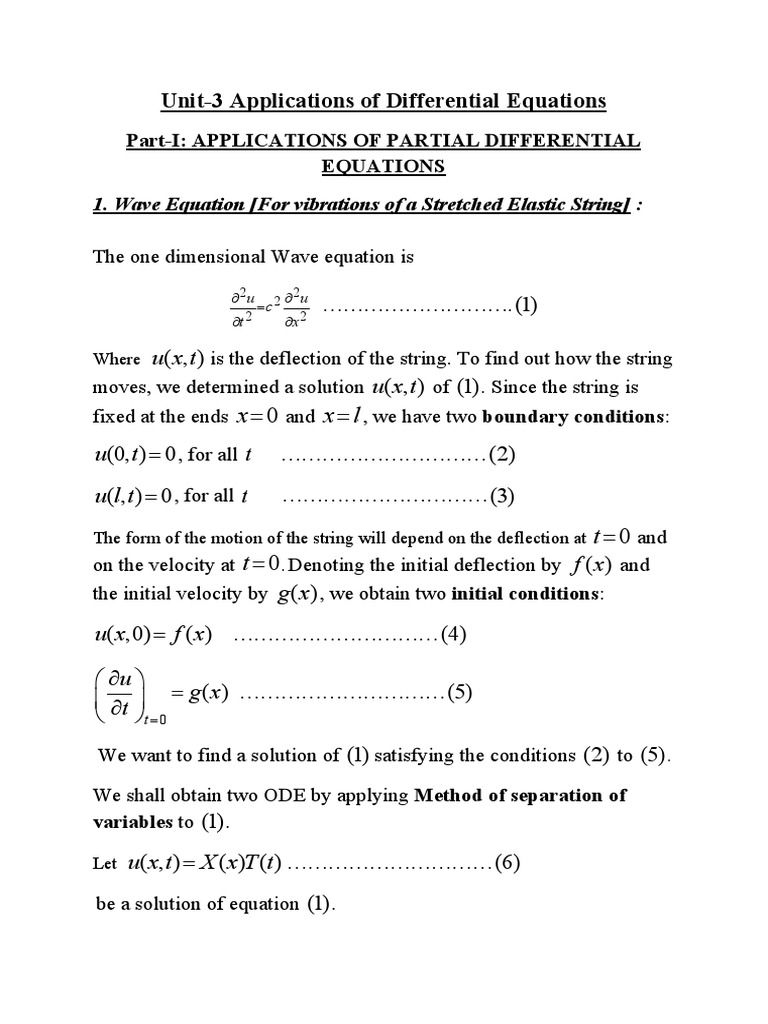 Unit 3 Application Of Differential Equation Wave Equation Differential Equations