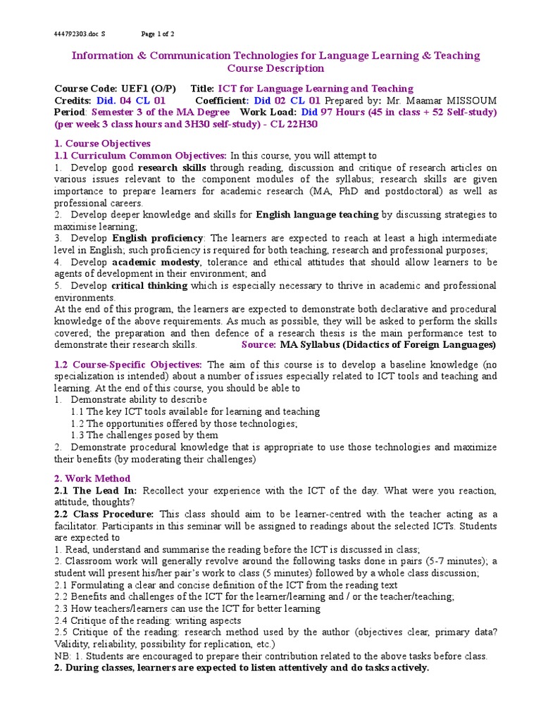 Course - Information and Communication T | PDF | Educational Technology ...