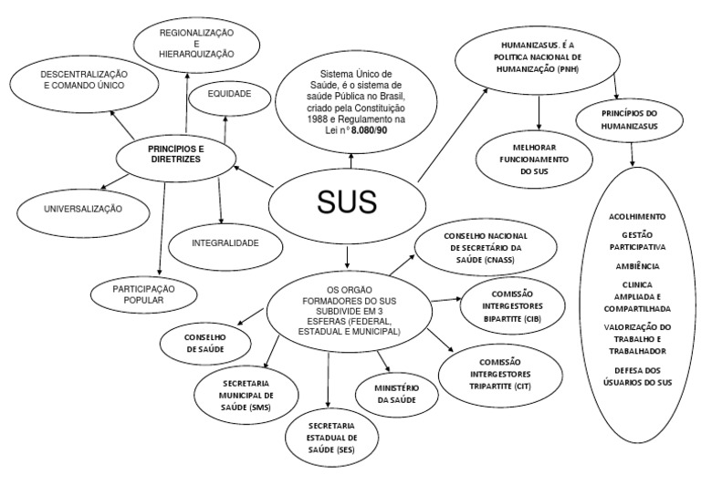 MApa conceitual SUS | Sistema de Saúde | Saúde pública