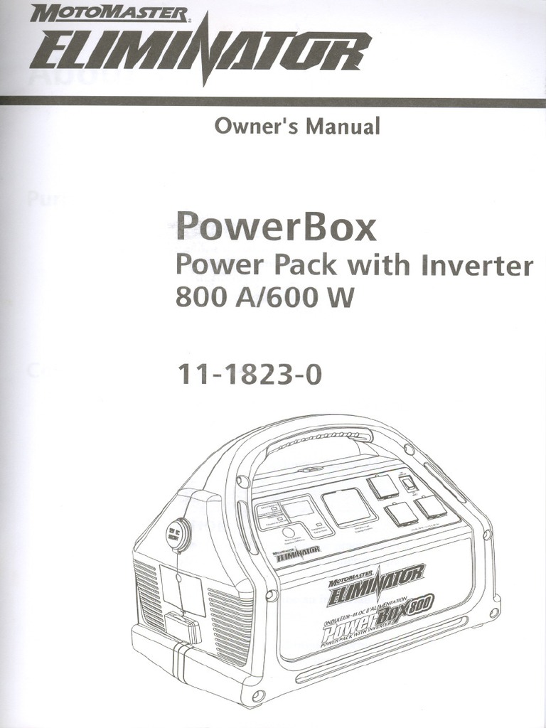 Motomaster Power Box 800 Manual Alternating Current Battery Charger