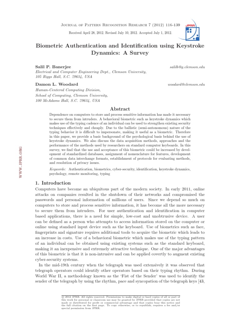 Biometric Authentication and Identification Using Keystroke Dynamics A