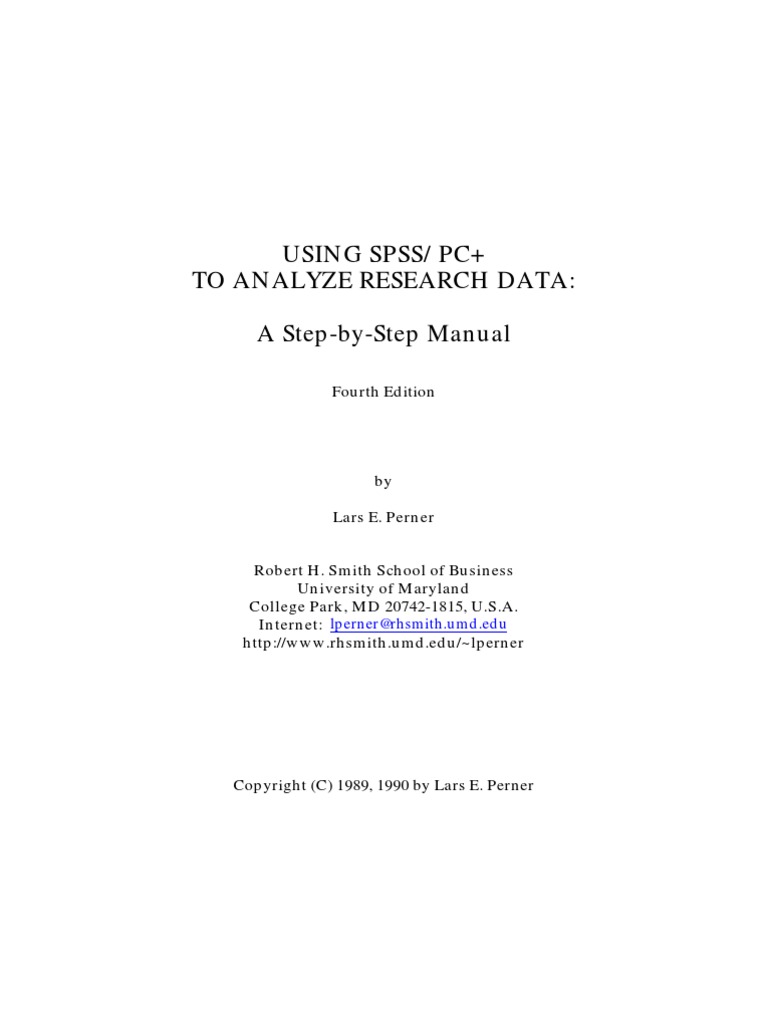 Using SPSS/PC+ To Analyze Research Data: A Step-by-Step Manual | PDF
