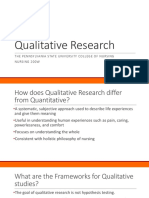 Qualitative Research: The Pennsylvania State University College of Nursing Nursing 200W