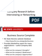 Company Research Before Interviewing or Networking