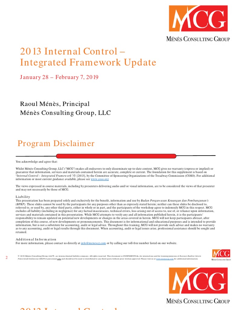 2013 Internal Control - Integrated Framework Update: Raoul Ménès ...