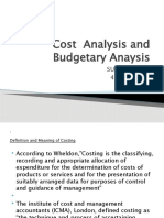 Cost Analysis and Budgetary Anaysis