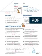 Writing Expressions and Equations: Review