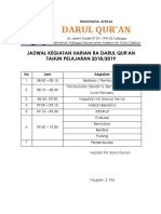 Jadwal Kegiatan Harian Ra Darul Qur'An TAHUN PELAJARAN 2018/2019