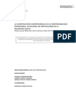 La Construcción Jurisprudencial de La Responsabilidad Empresarial en Materia de Prestaciones de La Seguridad Social