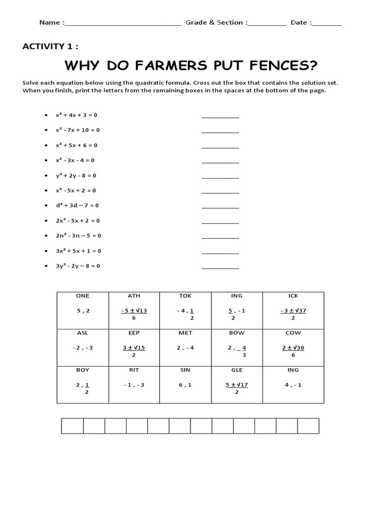 Why Do Farmers Put Fences? Activity 1 PDF
