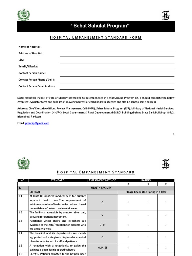 SSP Hospital Empanelment Standards 2025 | PDF | Childbirth | Physician