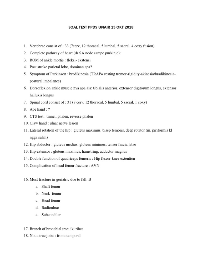 Soal Test Ppds Unair 15 Okt 2018