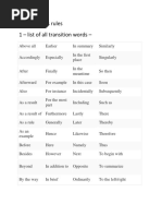 Para Jumbles Rules 1 - List of All Transition Words