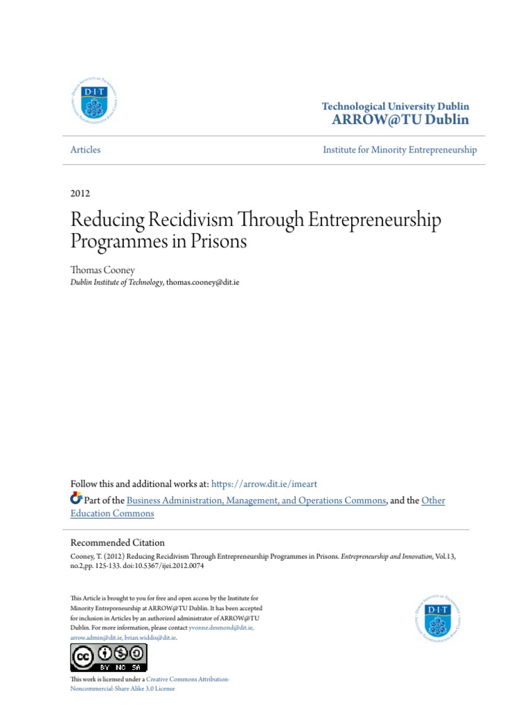 Reducing Recidivism via Prison Entrepreneurship | PDF | Recidivism ...