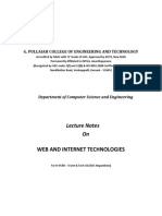 Web and Internet Technologies: Lecture Notes On