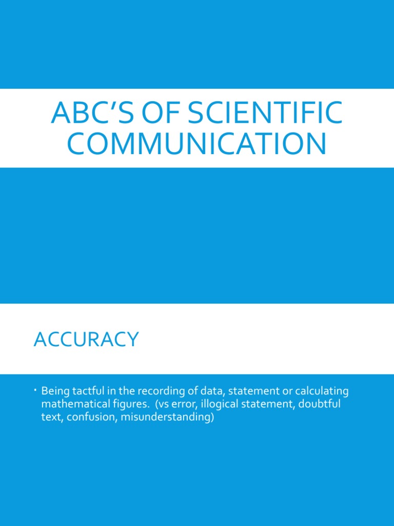Abc'S of Scientific Communication | PDF | Idea | Data