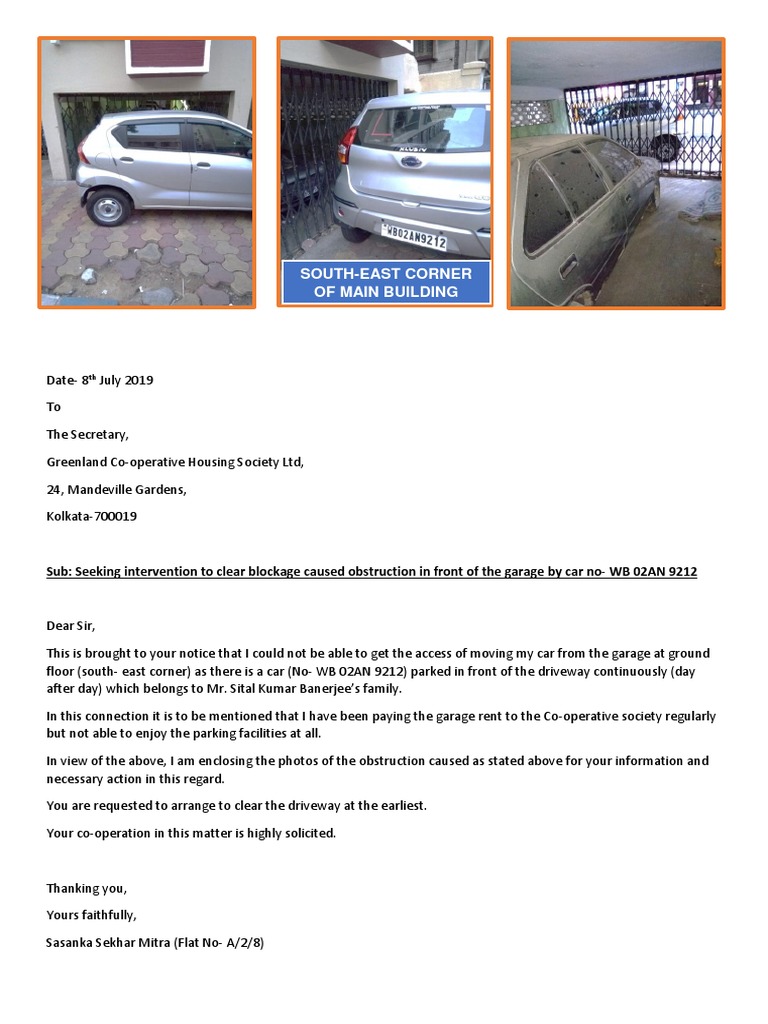 Request to Clear Garage Obstruction | PDF
