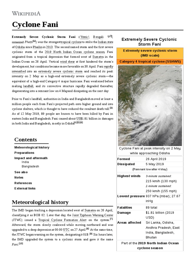 Cyclone Fani | PDF | Tropical Cyclones | Natural Disasters