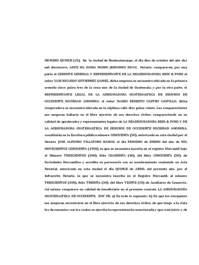 Contrato de Reaseguro en Guatemala | PDF | Reaseguro | Póliza de seguros