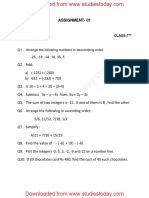 CBSE Class 7 Mathematics Assignment