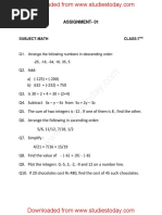 CBSE Class 7 Mathematics Assignment