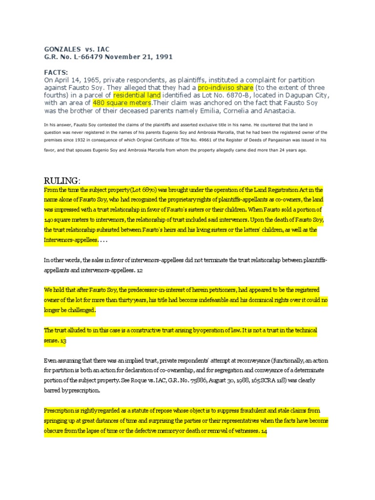 Ganzales Vs IAC Download Free PDF Statute Of Limitations Real