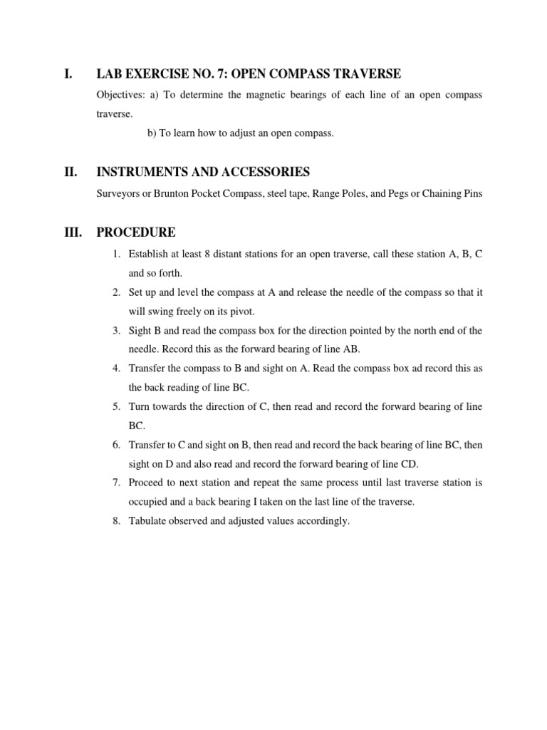 Lab Exercise No 7 | PDF | Compass | Surveying