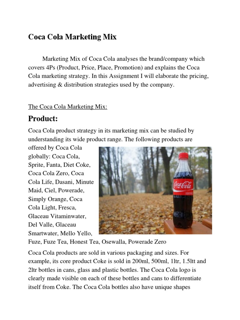Coca Cola Marketing Mix Immy PDF Coca Cola Pepsi