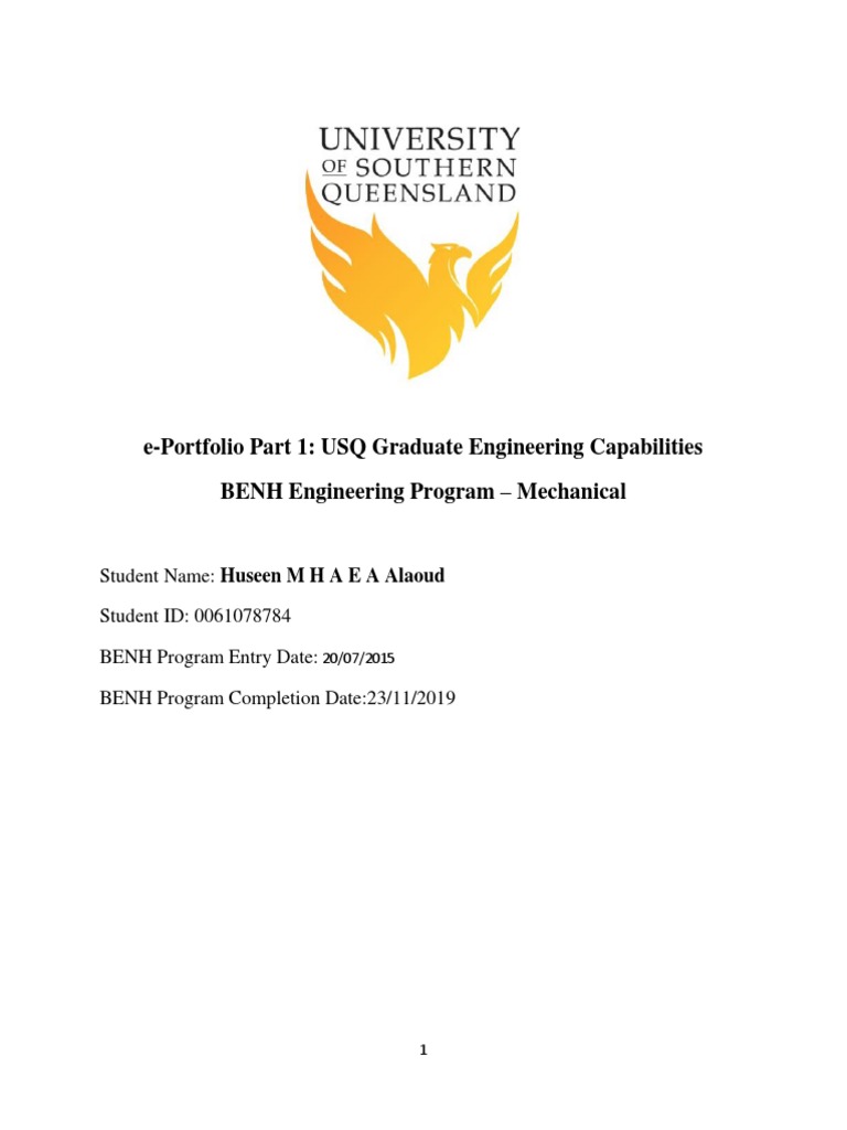 E-Portfolio Part 1: USQ Graduate Engineering Capabilities BENH ...