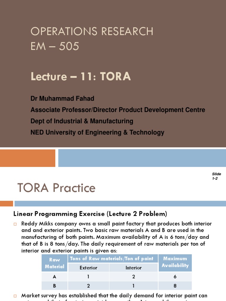 TORA in Operations Research Exercises | PDF | Linear Programming | Juice