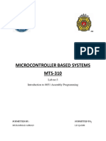 Microcontroller Based Systems MTS-310: Lab No:3 Introduction To 8051 Assembly Programming
