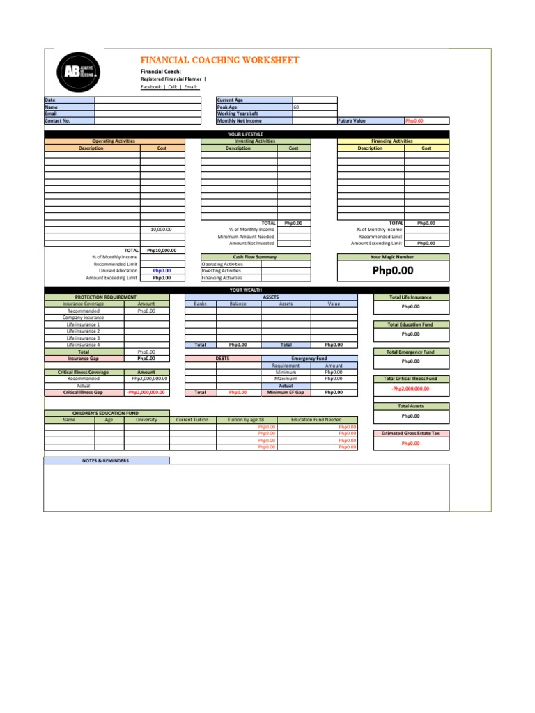 Financial Coaching Worksheet Guide | PDF | Life Insurance | Insurance
