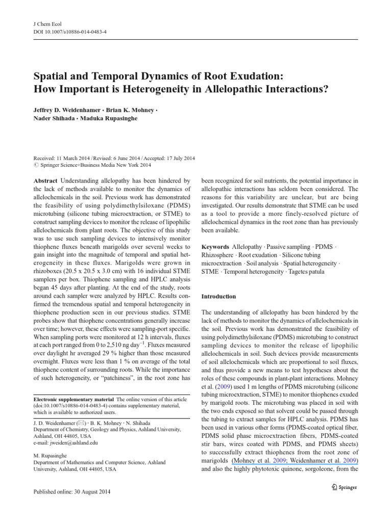 Spatial and Temporal Dynamics of Root Ex PDF | PDF | Soil | Root