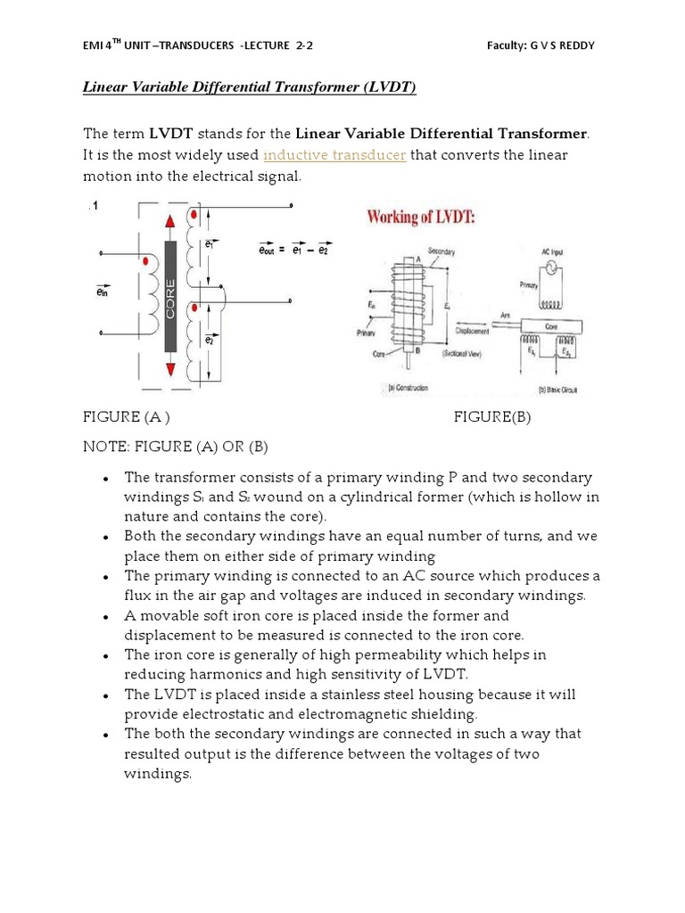 Linear Variable Differential Transformer (LVDT) PDF | PDF | Transformer ...