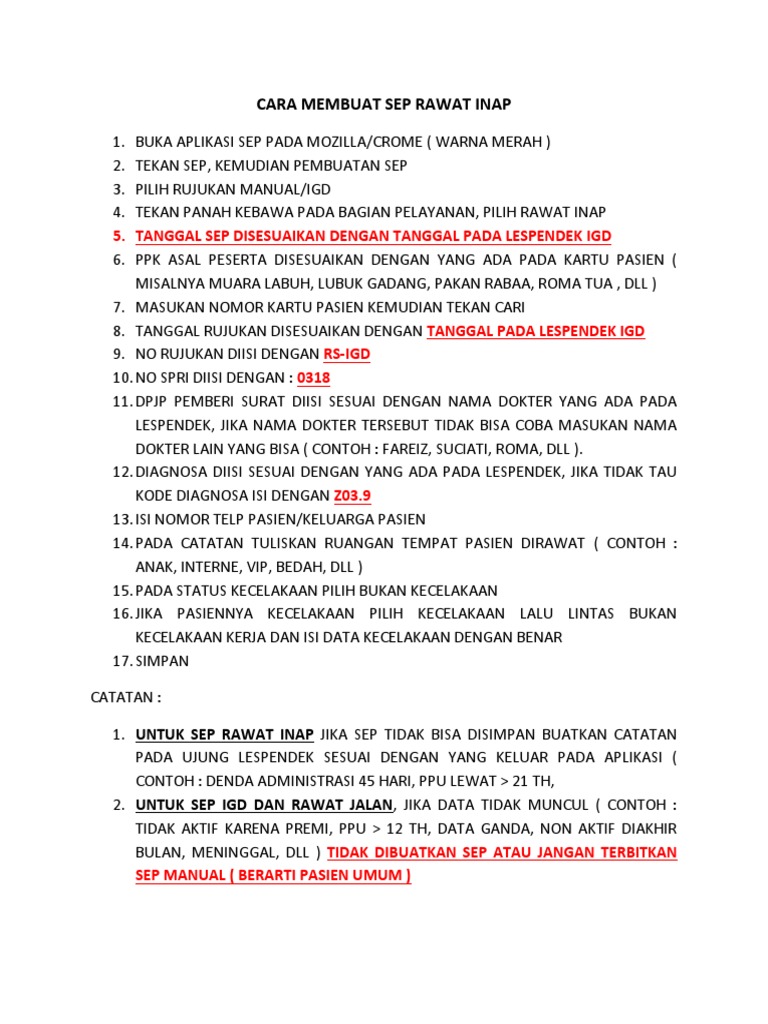 Panduan Membuat SEP Rawat Inap | PDF | Karier & Perkembangan | Komputer