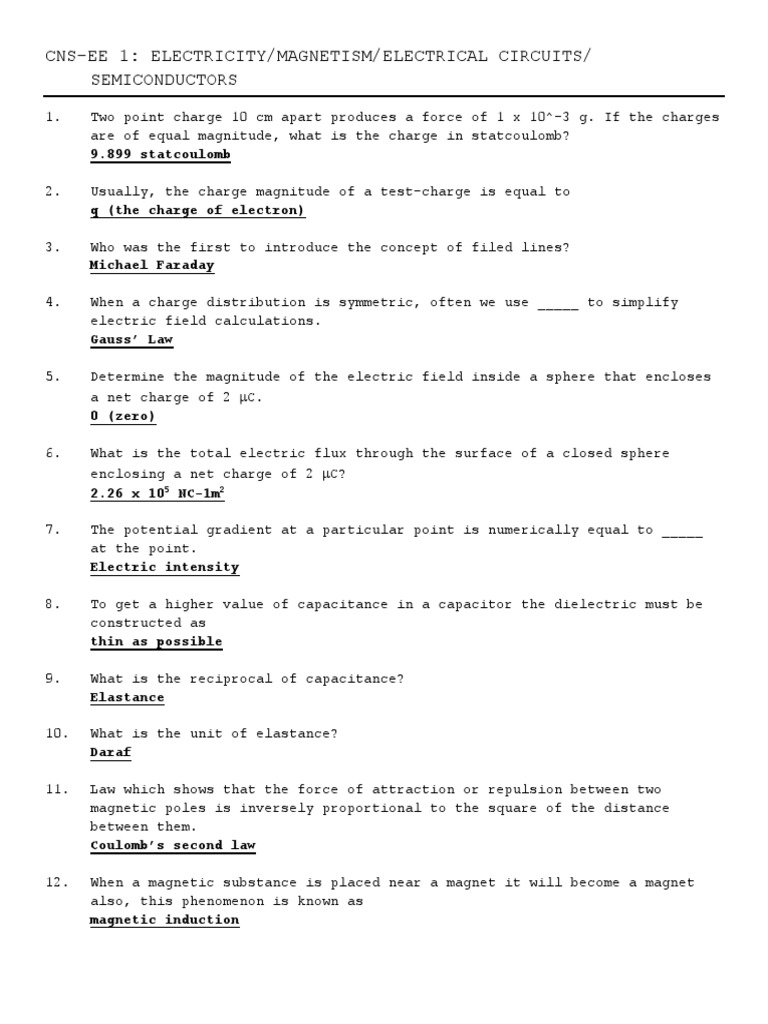 Key Concepts in Electricity, Electrical Circuits, and