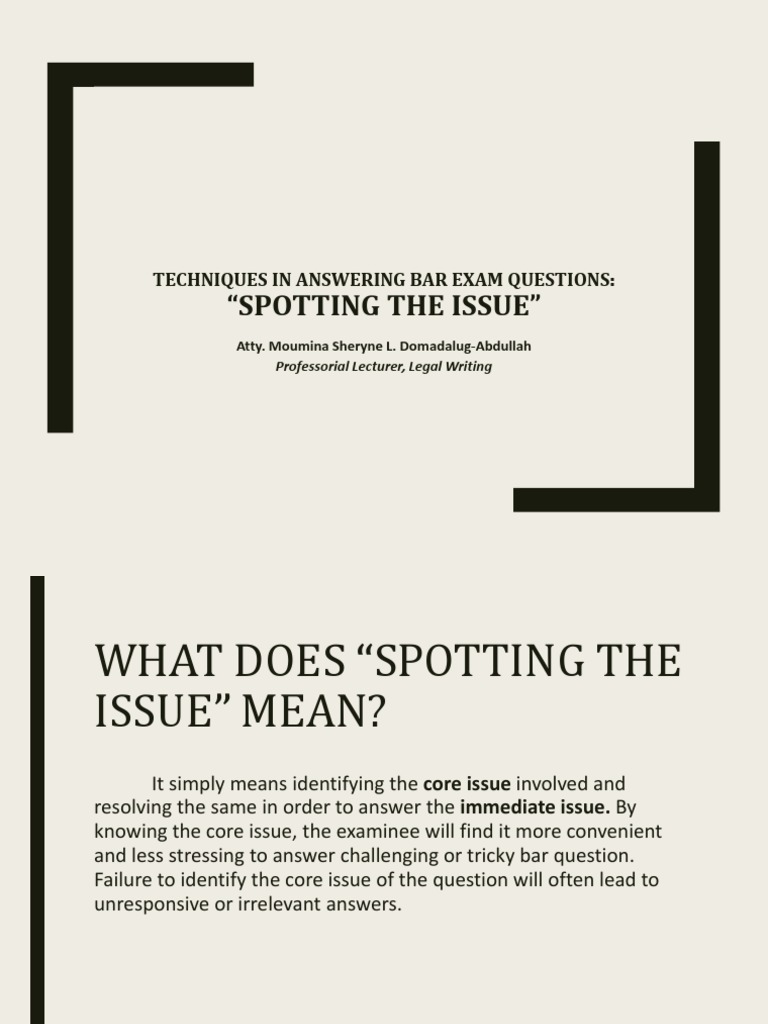 Mastering Issue Spotting for Bar Exams | PDF | Plea | Crime & Violence
