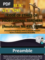 Republic ACT 9293: Code of Ethics of Professional Teachers (Resolution No.435, 1997)