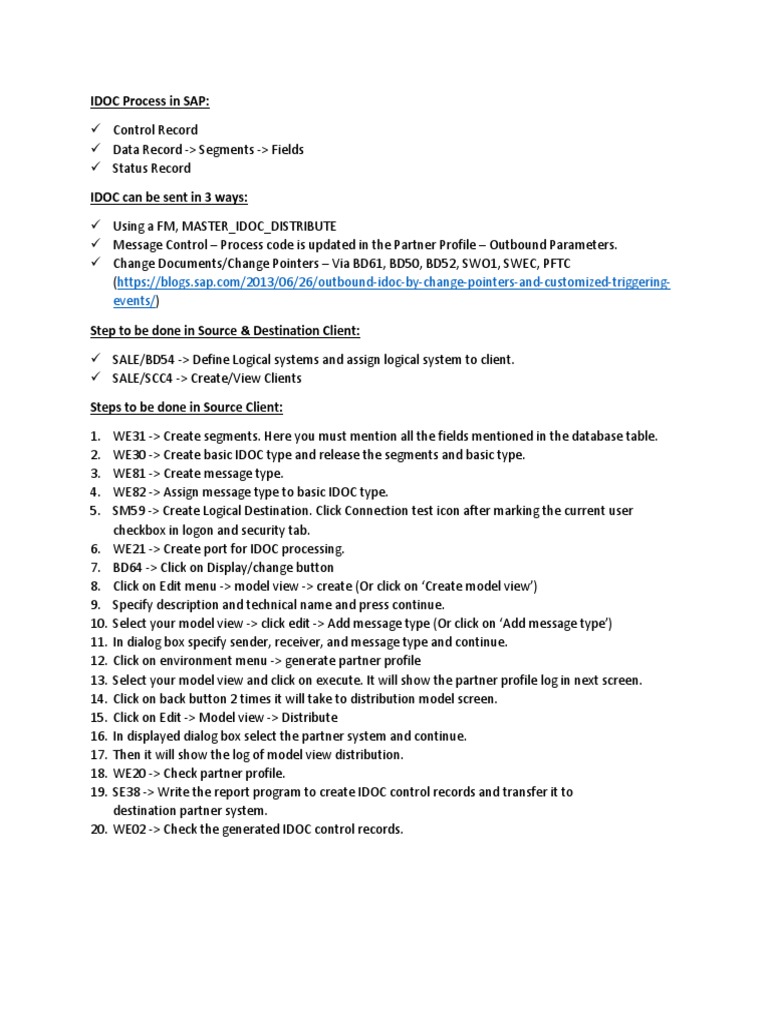 IDOC Processing Steps in SAP | PDF | Subroutine | Button (Computing)