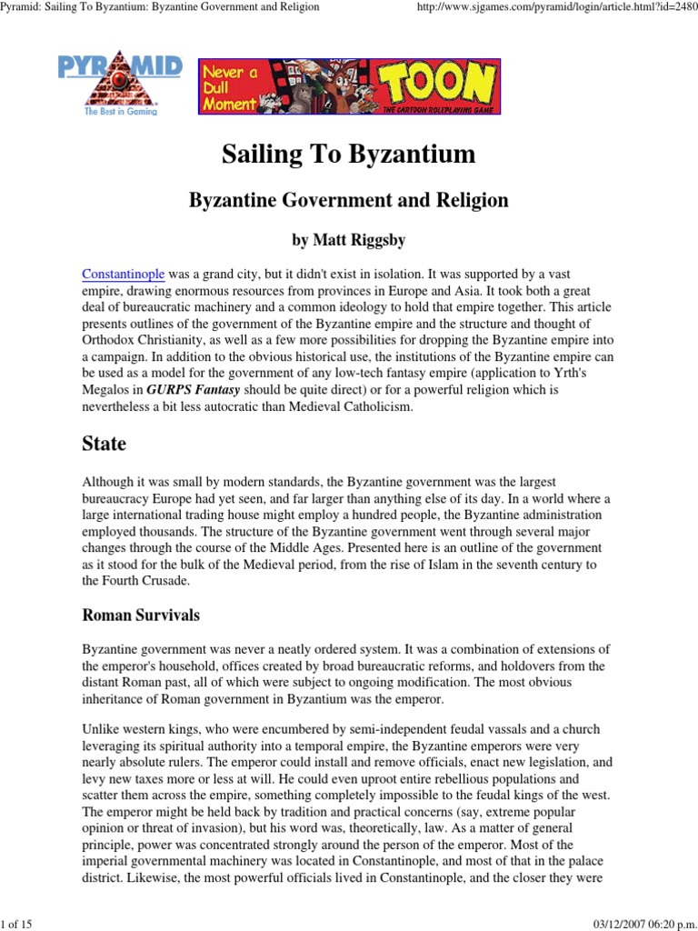 Sailing To Byzantium PDF Eastern Orthodox Church Byzantine Empire