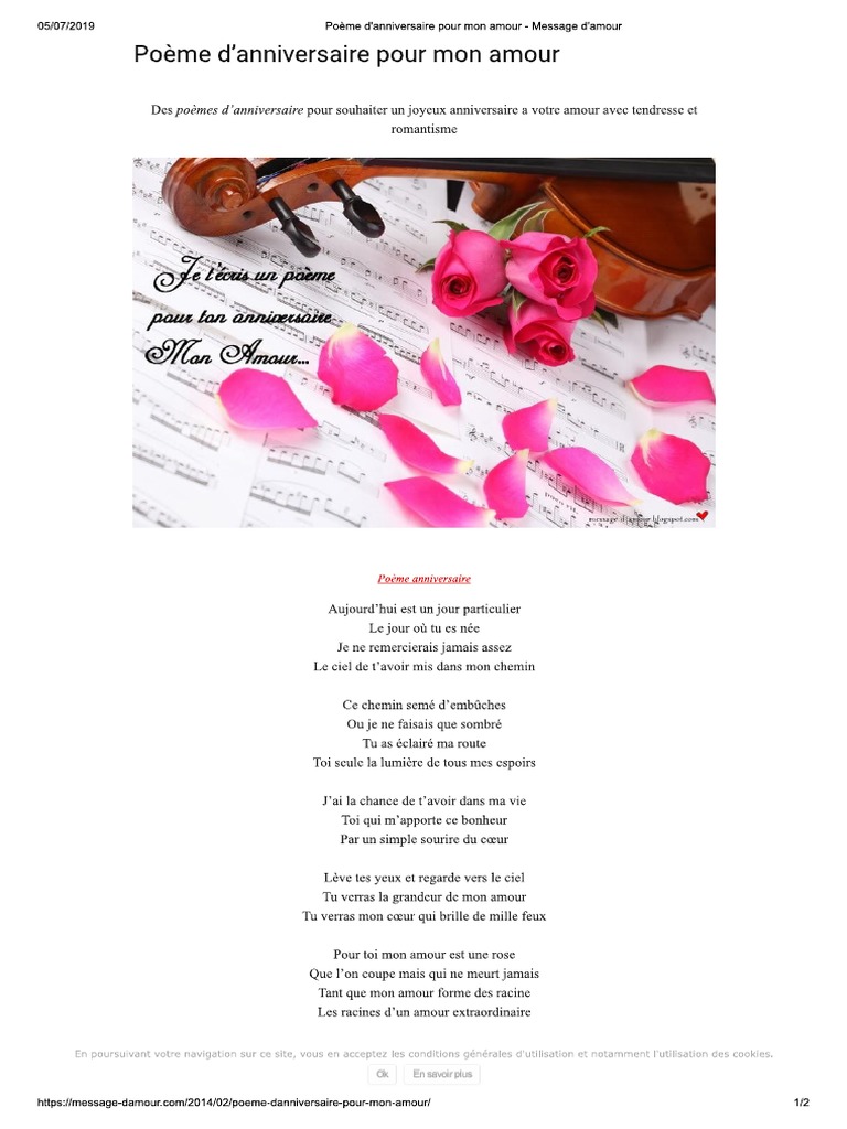 Poeme D Anniversaire Pour Mon Amour Message D Amour