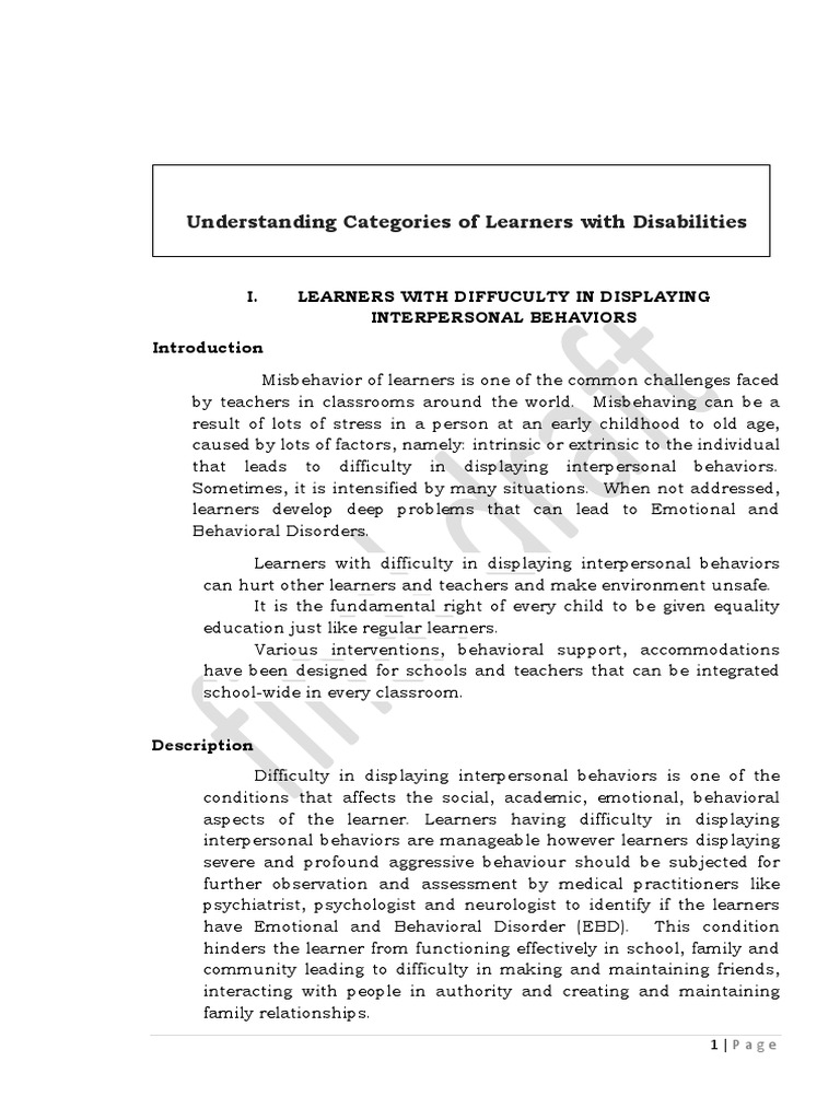 Learners With Disabilities | PDF | Classroom | Learning