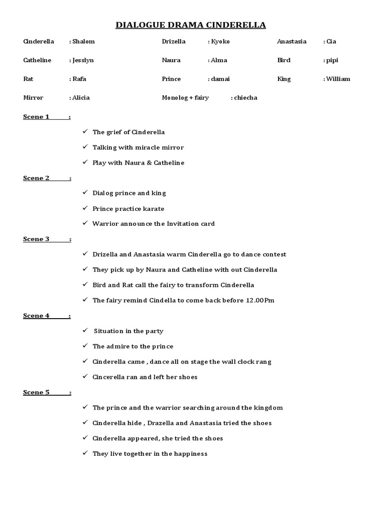 Cinderella Dialogue Drama Script | PDF | Cinderella