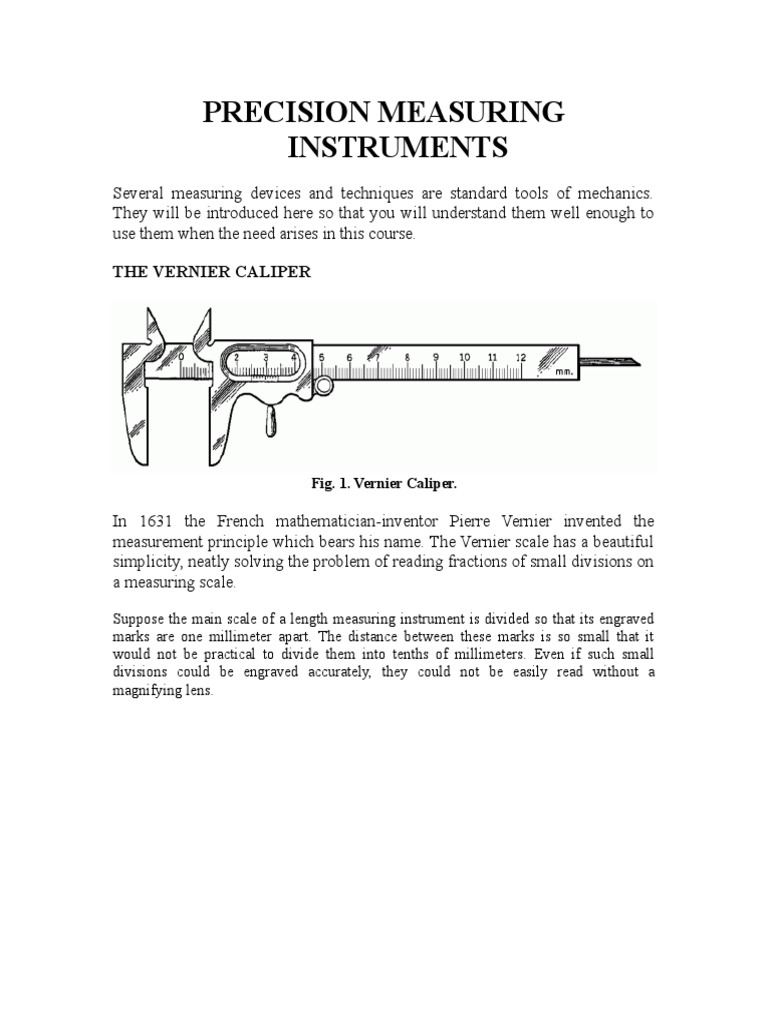 Precision Measuring Instruments PDF Teaching Mathematics Nature