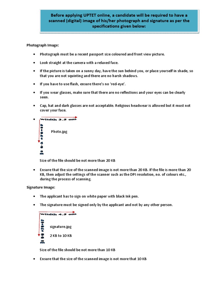 UPTET Photo and Signature Requirements | PDF | Career & Growth