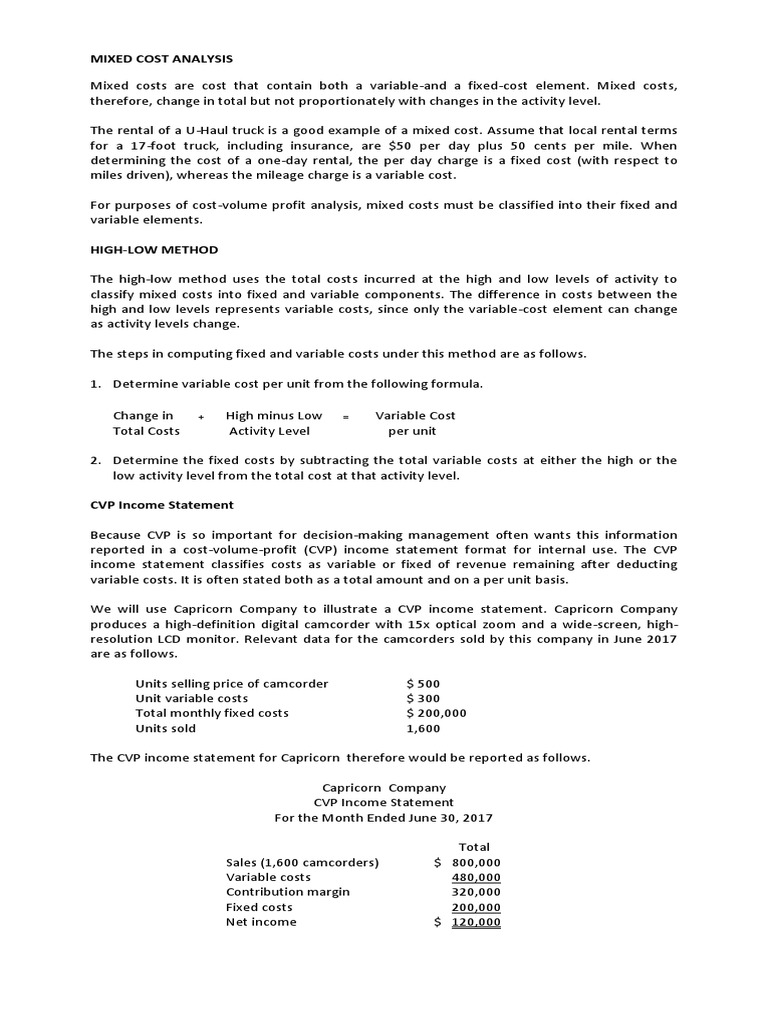 Mixed Cost Analysis Oct. 28 2019 PDF Management Accounting