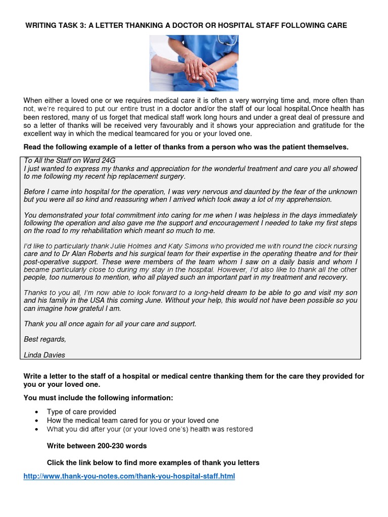 Thank You Letter to Medical Staff | PDF | Hospital | Surgery