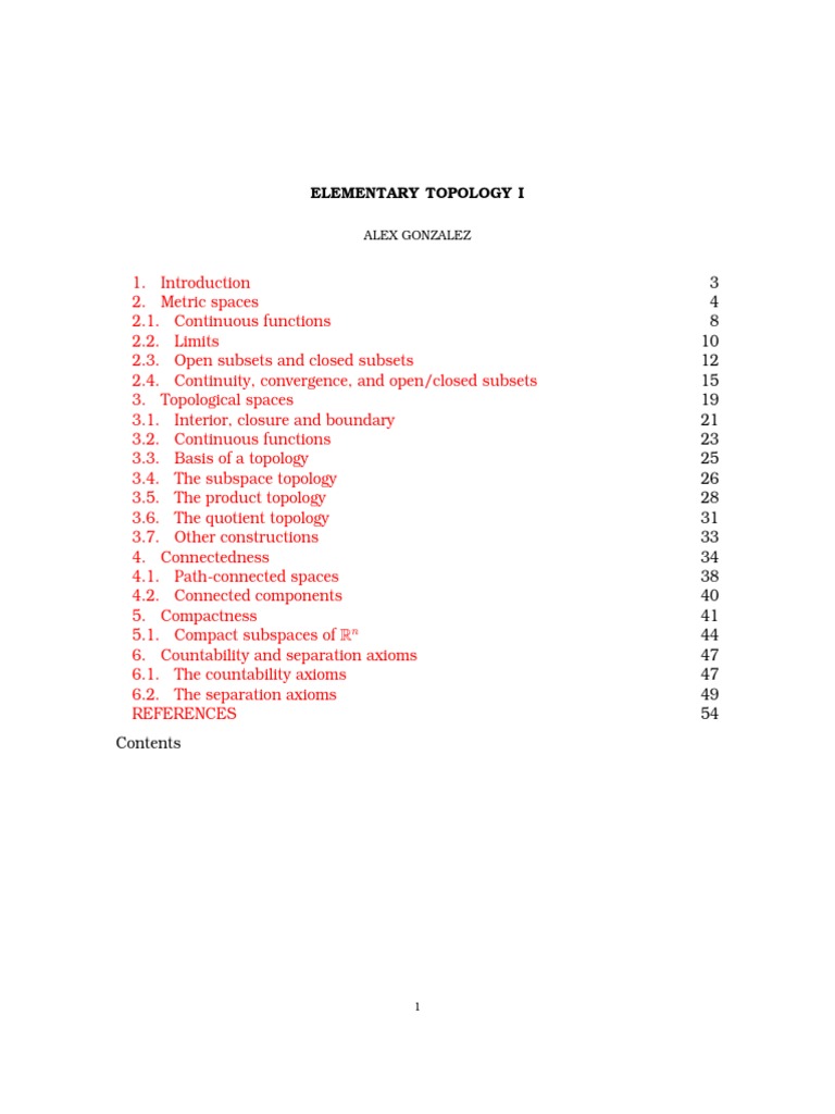 Introduction to Elementary Topology | PDF | Continuous Function ...