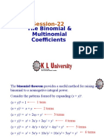 Session-22: The Binomial & Multinomial Coefficients